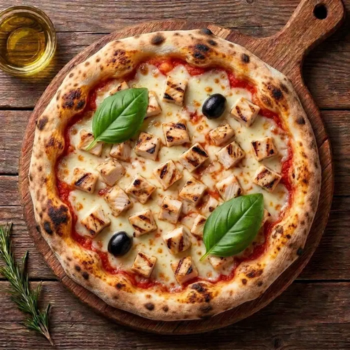 Fermière — Sauce tomate, fromage, poulet, olives — Pizzeria ILYES Oran
