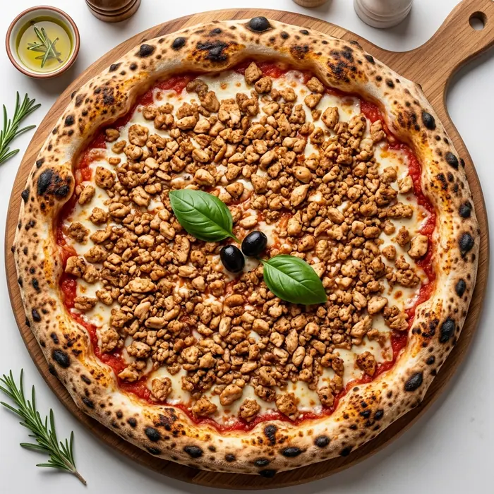 Poulet Hachée XL — Sauce tomate, poulet, viande hachée, fromage, olives — format XL — Pizzeria ILYES Oran
