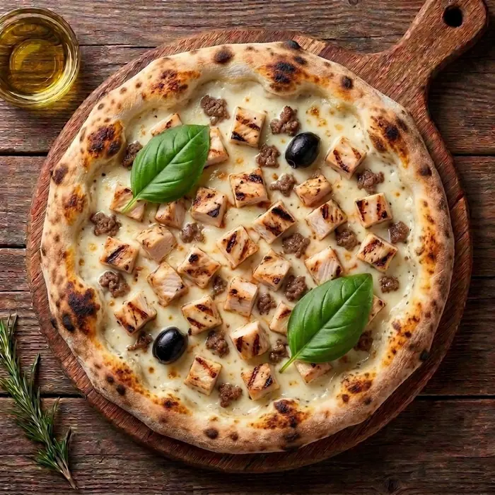 Oranaise — Sauce blanche, fromage, viande hachée, poulet — Pizzeria ILYES Oran