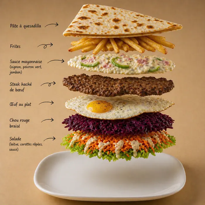 Viande Hachée — Frite, œuf, viande hachée, salade, tomate, macédoine — Pizzeria ILYES Oran