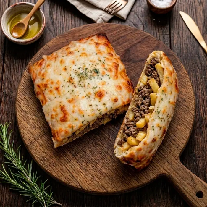 Tacos Viande — Frite, sauce fromage, viande hachée à la crème — Pizzeria ILYES Oran